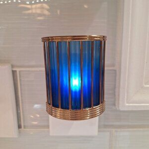 Yankee Candle Plug Scent Blue Metallic Gold Night Light Fresh Pillar Column